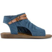 Geraffte Sandalen in Denim-Optik