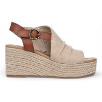 Asymmetrische Plateau-Keilsandalen mit Riemen