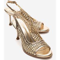 Geflochtene Metallic-Stiletto-Sandaletten