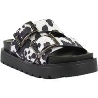 Plateau-Sandalen mit Kuhfell-Optik