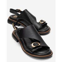 Asymmetrische Leder-Sandalen mit Schnalle