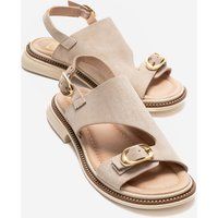 Asymmetrische Slingback-Sandalen aus Wildleder