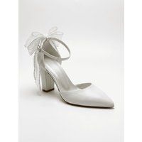 Elegante spitze Brautschuhe mit Perlen-Schleife