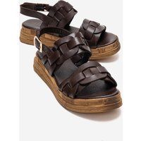 Leder-Plateausandalen mit Flechtriemen