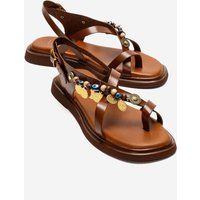 Handgefertigte Leder-Sandalen mit Perlen