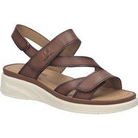 Leder-Riemchensandalen mit Keilabsatz