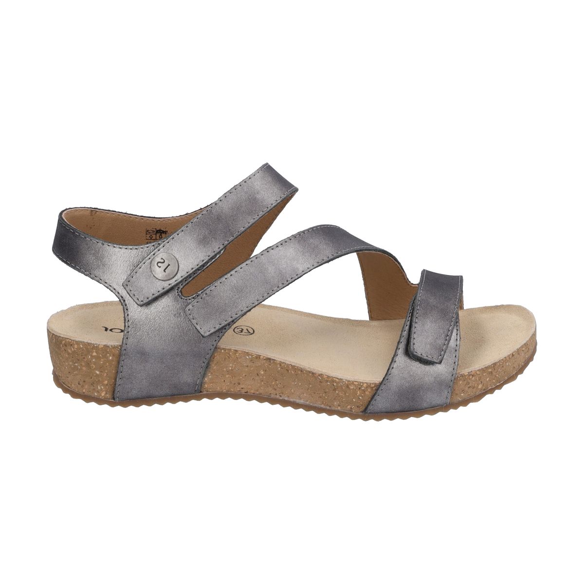 Leder-Sandalen mit Dreifach-Riemen und Kork