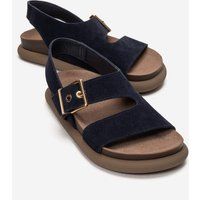 Navyblaue Wildleder-Sandalen mit Schnalle