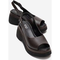 Minimalistische Leder-Plateau-Sandalen