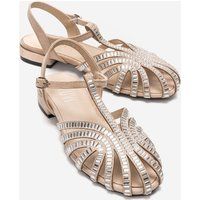 Verzierte Cage-Slingback-Sandalen aus Wildleder