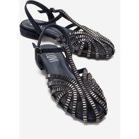 Verzierte T-Steg-Slingback-Sandalen aus Wildleder
