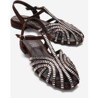 Kristallbesetzte Slingback-Sandalen aus Wildleder