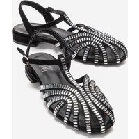 Verzierte Slingback-Sandalen mit T-Riemen