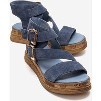 Wildleder-Plateausandalen mit zwei Schnallen
