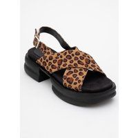 Plateau-Sandalen mit Leopardenmuster und Fersenriemen