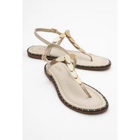 Leder-Sandalen mit goldenen Blattverzierungen