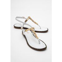 Verzierte T-Riemen-Sandalen mit Blattmotiv