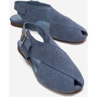 Minimalistische Peep-Toe Sandalen aus Wildleder
