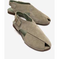 Minimalistische Veloursleder-Sandalen mit Fersenriemen
