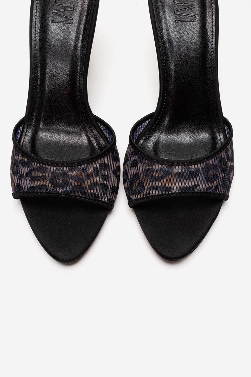 Stiletto-Mules mit Leoparden-Mesh