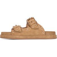 Besetzte Wildleder-Sandalen mit Schnalle