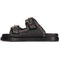 Leder-Slides mit Nieten-Besatz