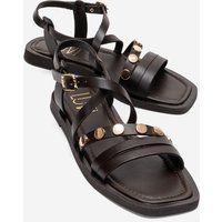 Leder-Sandalen mit Nieten und Riemen