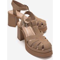 Plateausandalen mit Blockabsatz und Cage-Design
