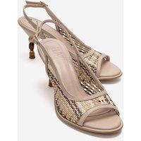 Skulpturale Slingback-Sandaletten mit Flechtwerk