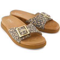 Pantoletten mit Leopardenmuster und Schnalle
