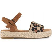 Espadrille-Plateausandalen mit Leopardenmuster