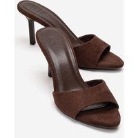 Minimalistische Stiletto-Mules in Wildleder-Optik