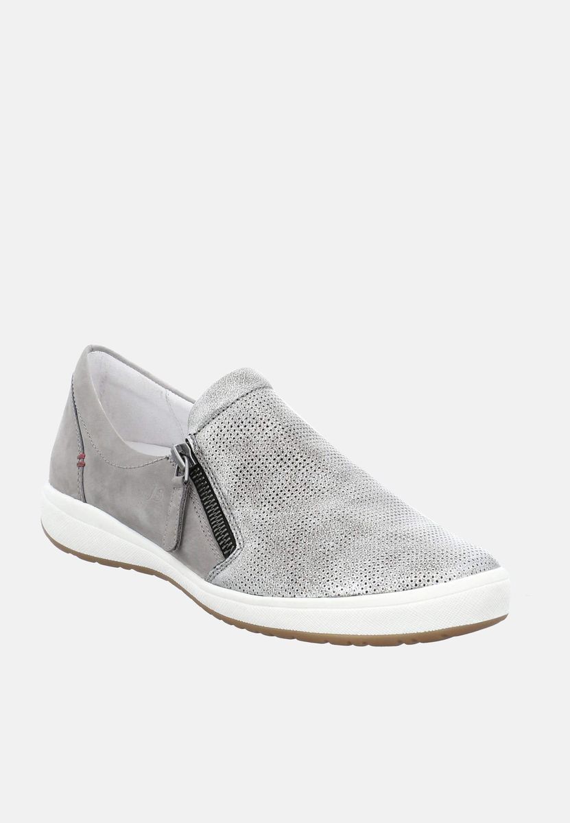 Slip-On Sneaker aus Leder mit Metallic-Struktur