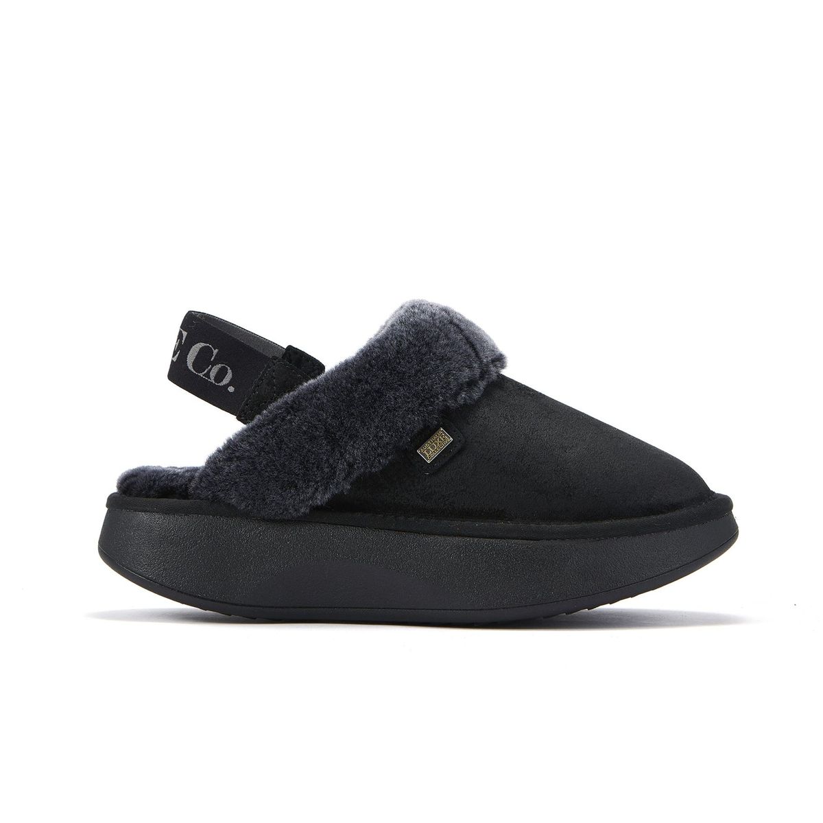 Slingback-Hausschuhe mit Lammfell-Futter