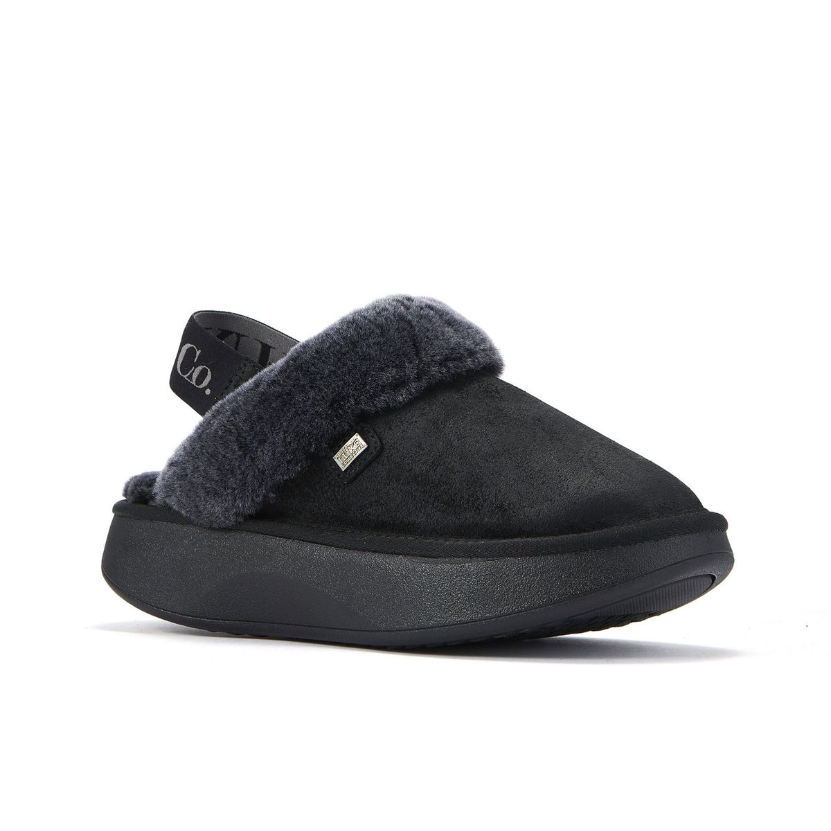 Slingback-Hausschuhe mit Lammfell-Futter