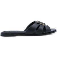 Flache Ledersandalen mit Logo-Detail