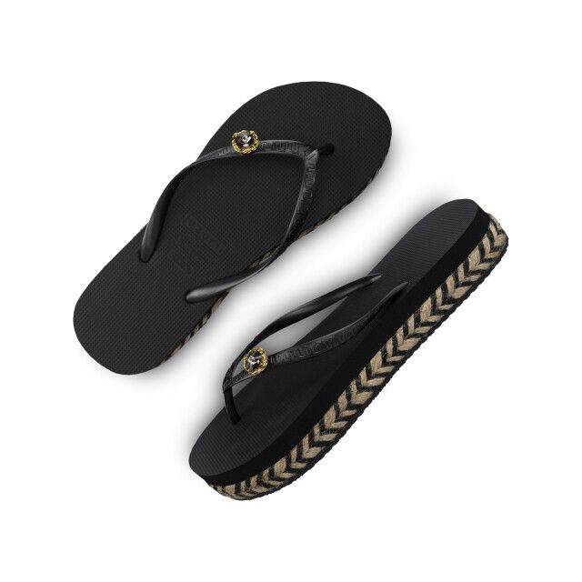 Handgefertigte Plateau-Flip-Flops mit Schmuckstein
