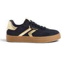 Strukturierte Leder-Sneaker mit Plateau