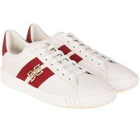 Gestreifte Low-Top-Sneaker aus Leder