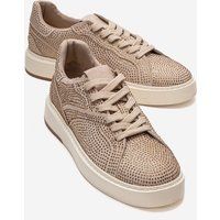 Mit Strass verzierte Wildleder-Plateausneaker