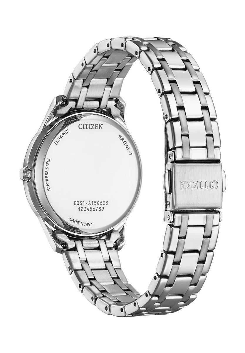 Elegante Eco-Drive Uhr mit pinkem Zifferblatt