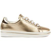 Goldene Low-Top Sneaker aus Leder