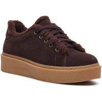 Plateau-Sneaker aus Wildleder mit Kunstfell