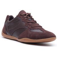 Flache Leder- und Wildleder-Sneaker