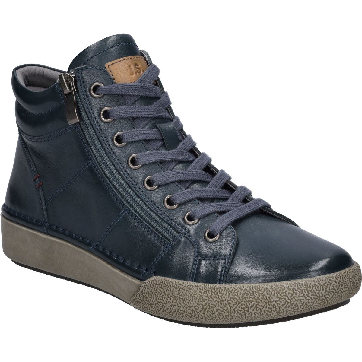 Hohe Leder-Sneaker mit Reißverschluss