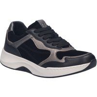 Multi-Struktur Leder-Sneaker mit flacher Sohle