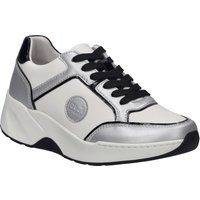 Leder-Sneaker mit Plateausohle und Metallic-Akzenten