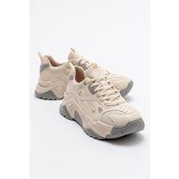 Chunky Plateau-Sneaker aus Mesh und Leder