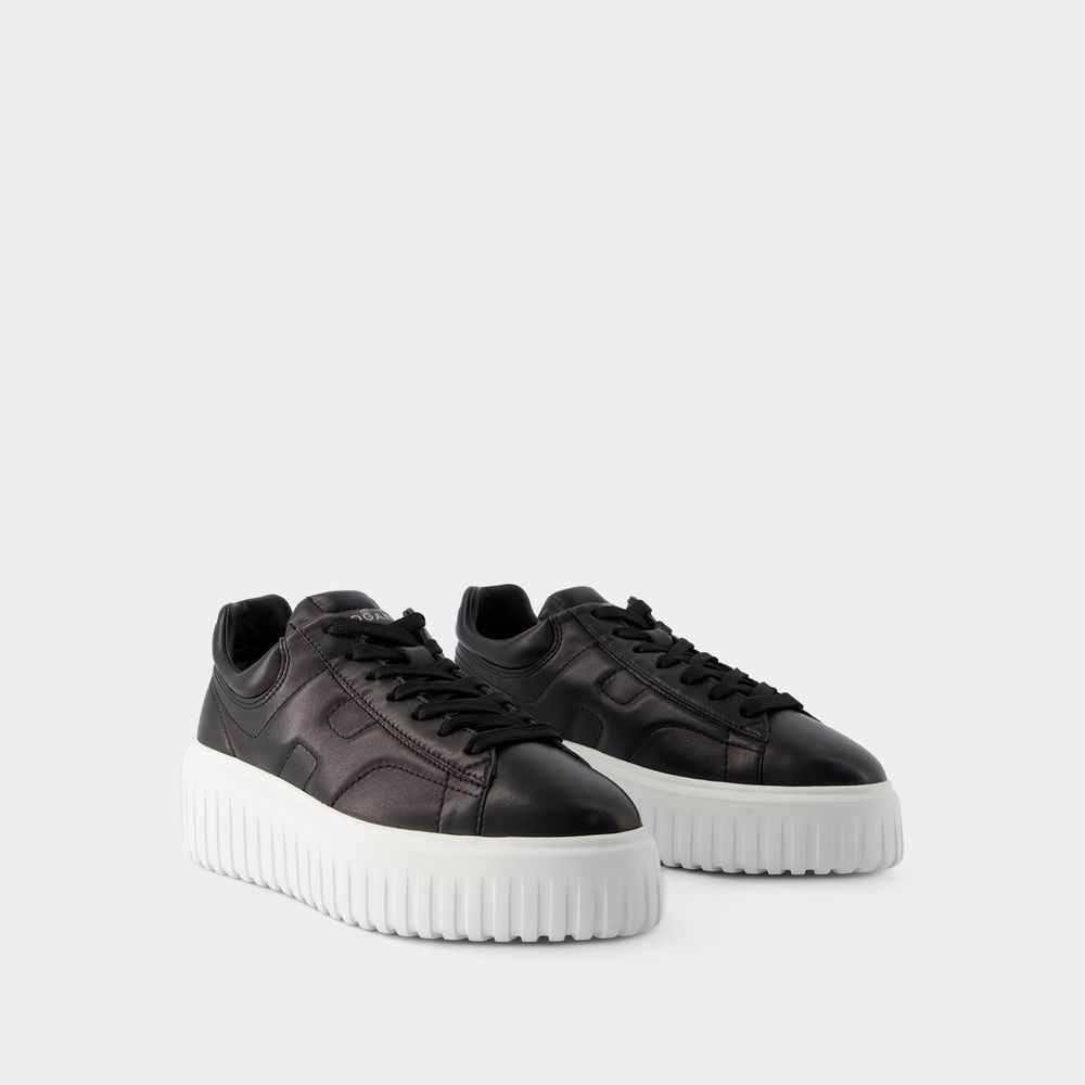 Chunky Plateau-Sneaker aus Leder