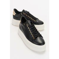 Plateausneaker aus Leder mit Metallic-Akzenten